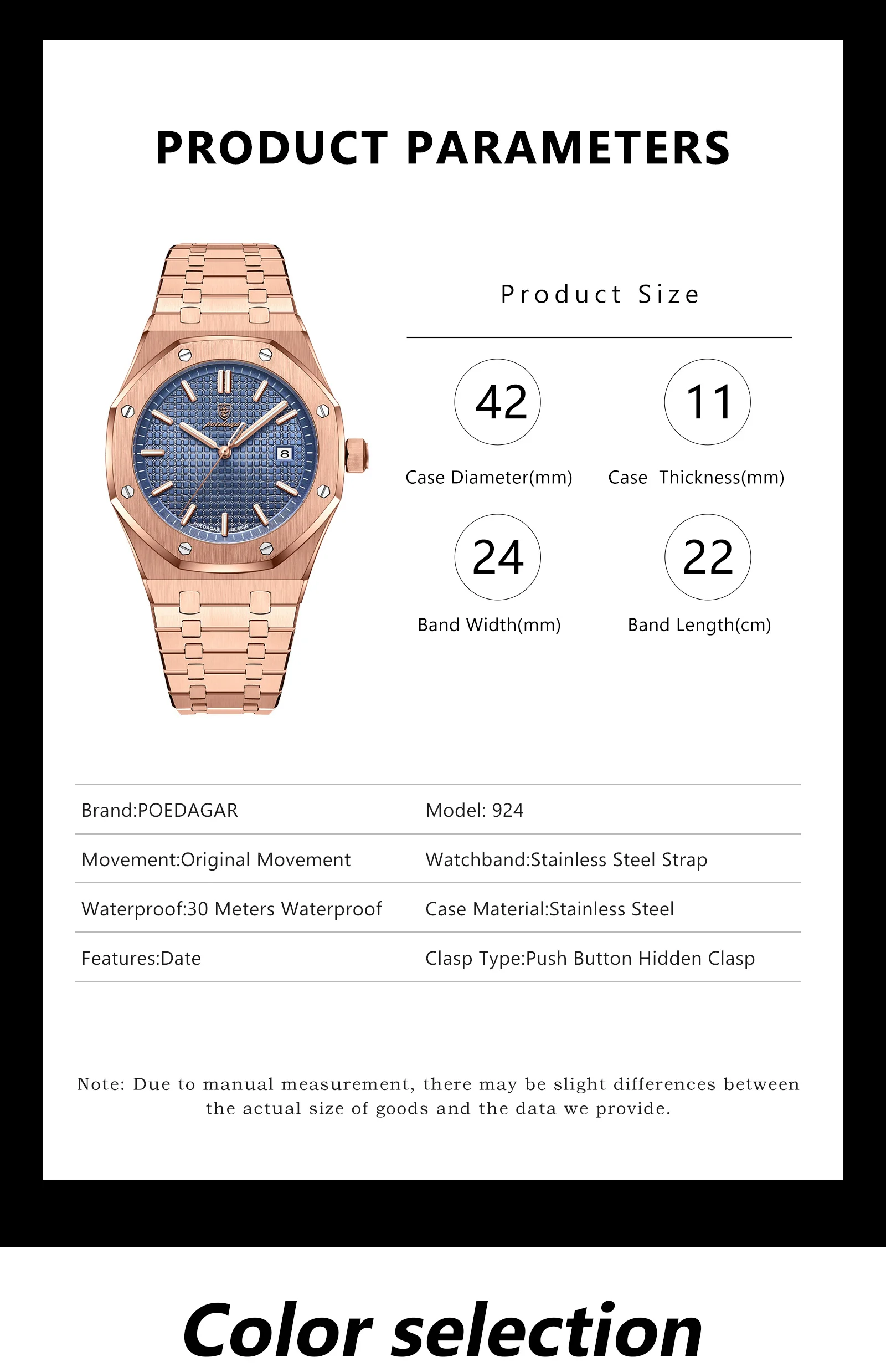 POEDAGAR Luxus Business Mann Armbanduhr Wasserdicht Leucht Datum Männer Uhr Edelstahl Mode Quarz Uhren Für Männer Reloj – Detail 10