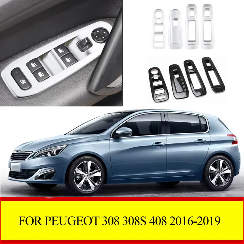 Für Peugeot 308 308S 408 2016-2019 Auto Fenster Schalter Abdeckung Glas Heber Taste Panel Dekoration Aufkleber Styling zubehör