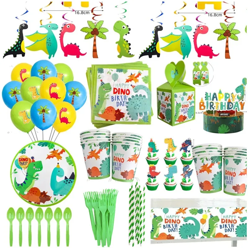 Dinosaur Disposable Tableware Happy Dino Birthday Napkin/Plate/Cup Jurassic World Roar Kids Happy Birthday Party Decor