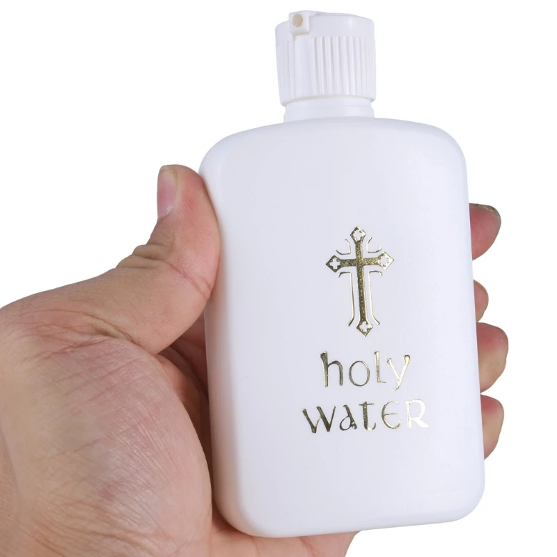 Easter Holy Water Bottle Gold for Cross Container with Screw Lid Mini Lotion Bottles for Christian Easter Party Favor Church