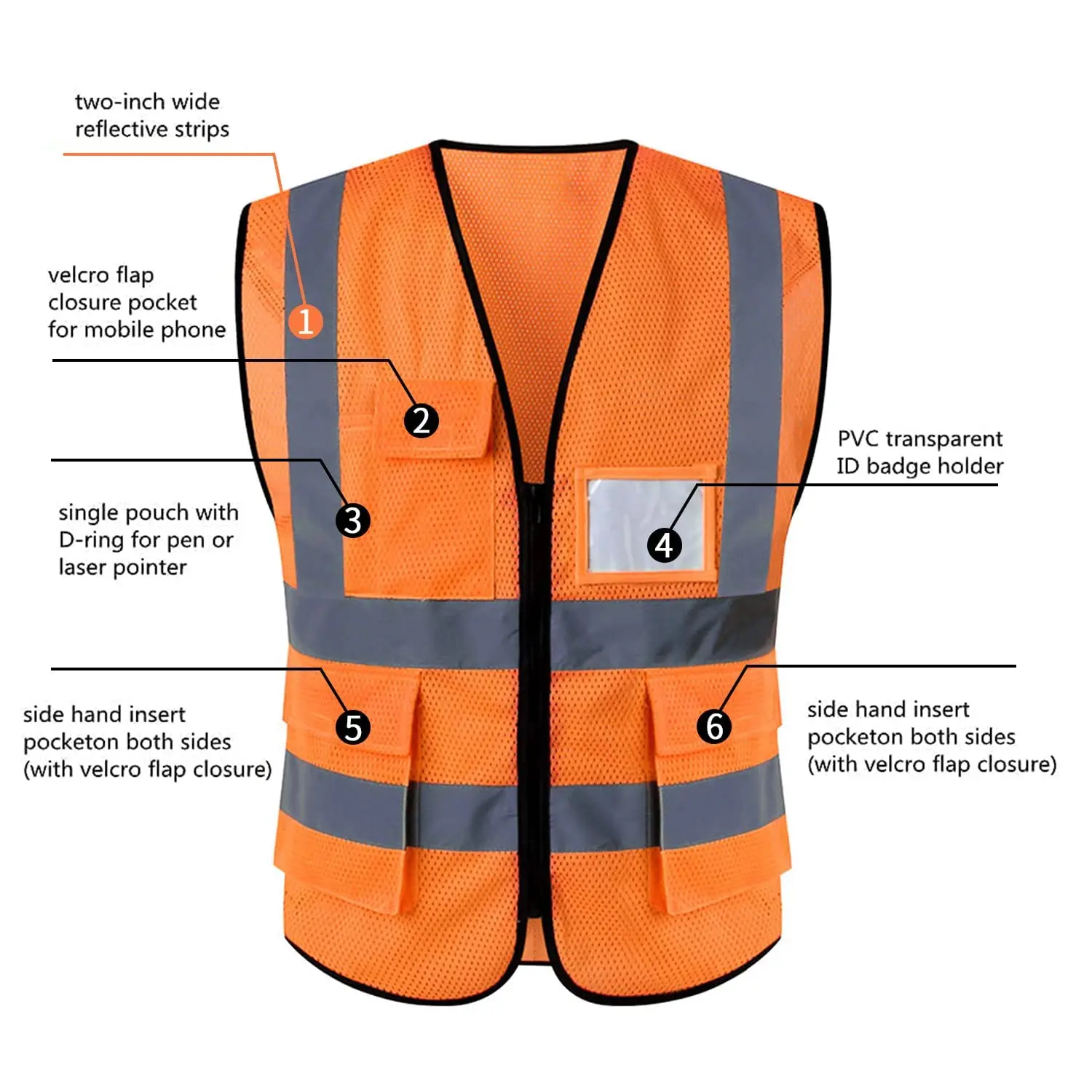 Reflective Safety Vest High Visibility  XXXL Motorcycle Jacket Safety Vest Fluorescent Signal Police For Men Woman