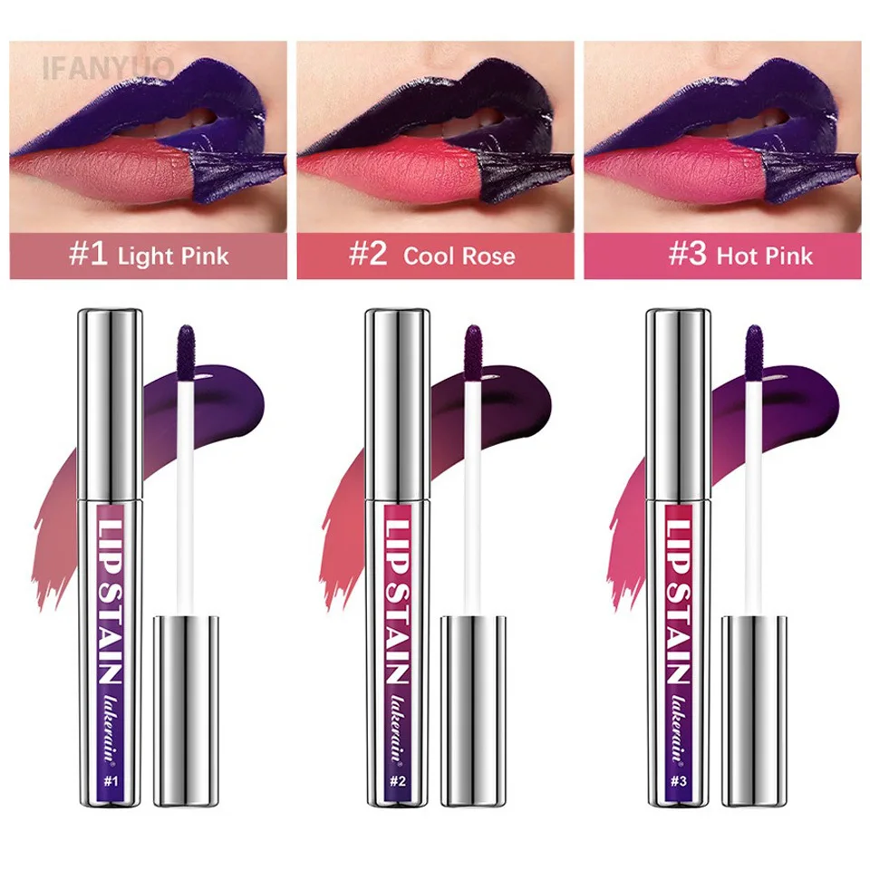 Silver Tube Peel Off Tattoo Lipgloss Waterproof Liquid Matte Lip Tint RosePink Tear-off Lip Stain Non Stick Cup Quick Dry Makeup