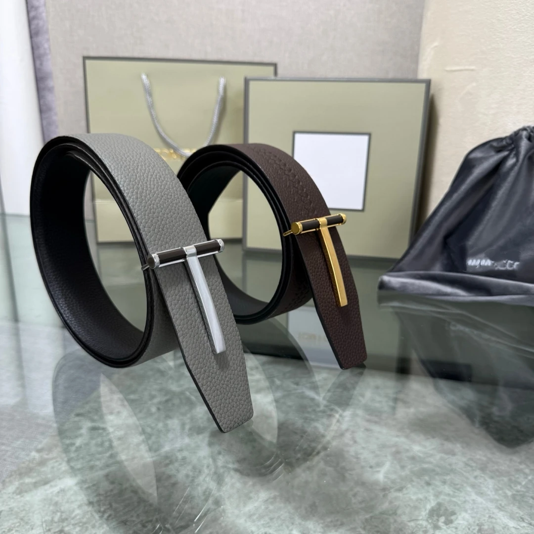 2026 Top Luxury Designer Fashion Belts Business Brand T Buckle Belt Men High Quality Genuine Real Leather Jeans Waistband 3.8TF
