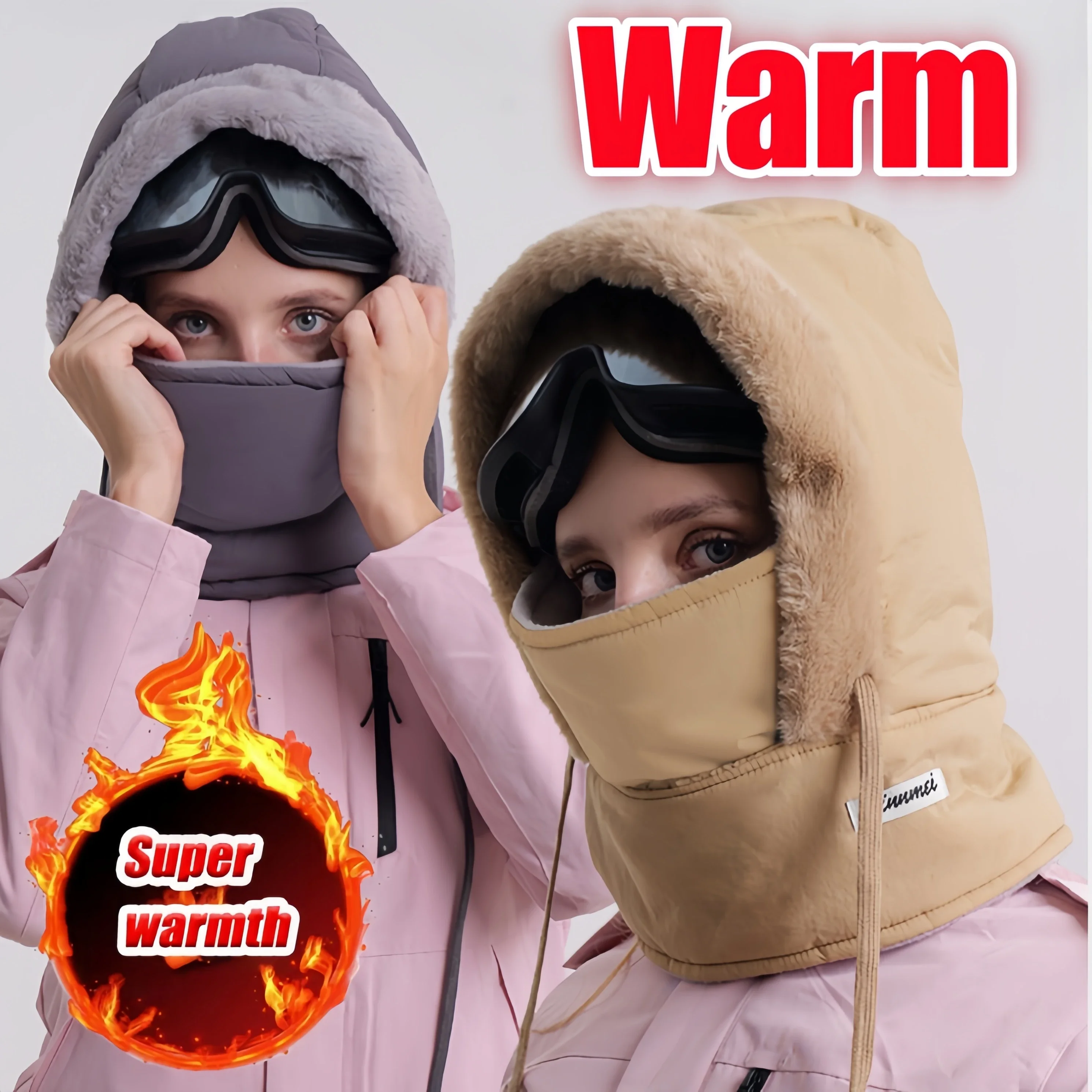 Winter Thermal Plushy Balaclava Scarf Outdoor Sports Ski Face Mask Neck Warmer Hood Hat Windproof Cold Warm Riding Cap