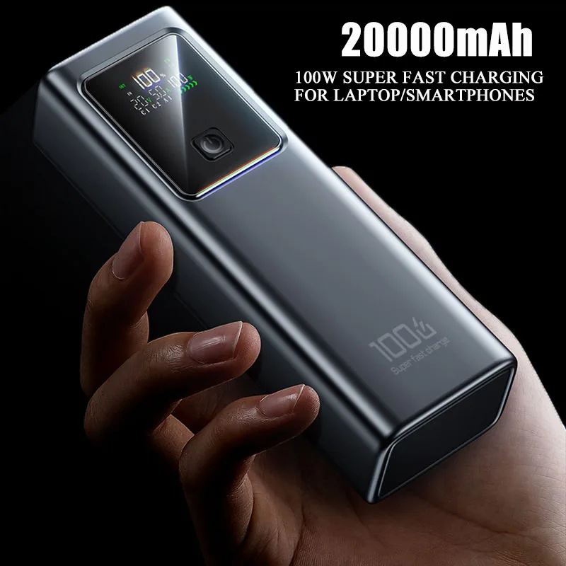 

Новый Powerbank 20000 мАч, 100 Вт, внешний аккумулятор с быстрой зарядкой для iPhone 16, Xiaomi, Huawei, Samsung, портативный внешний запасной аккумулятор для ноутбука