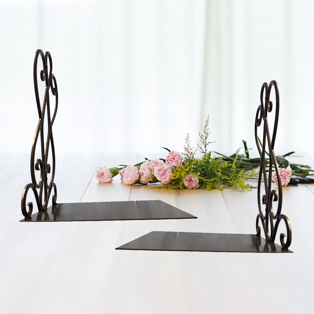 Metal Retro Bookends Frame Bronze Anti-Rust Creative Bookends Stationery for Home Library Study Book Organiser