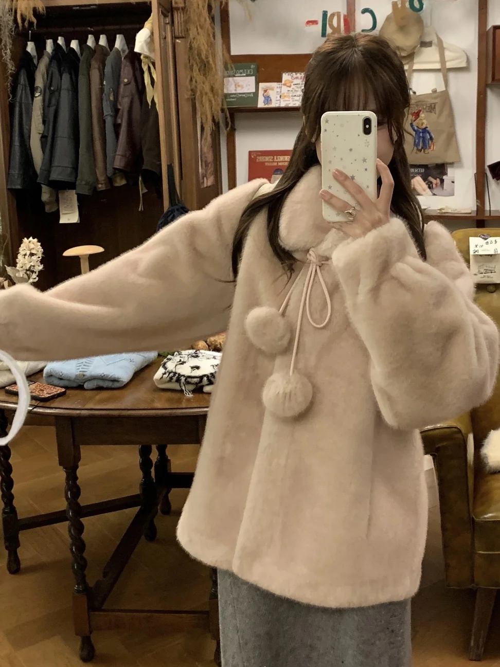 الكورية Sle الحلو لطيف فرو المنك الاصطناعي معطف متكامل المرأة الشتاء ort Thiened عارضة Plu معطف كبير
