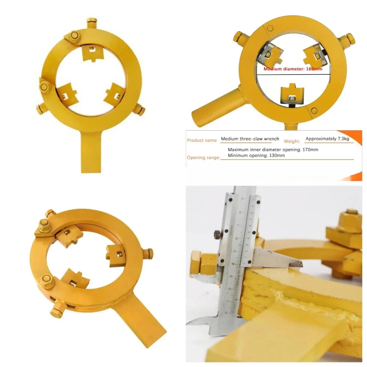 Three-Claw Piston Nut Wrench, Excavator Hydraulic Cylinder Tool for Oil Seal Replacement Work