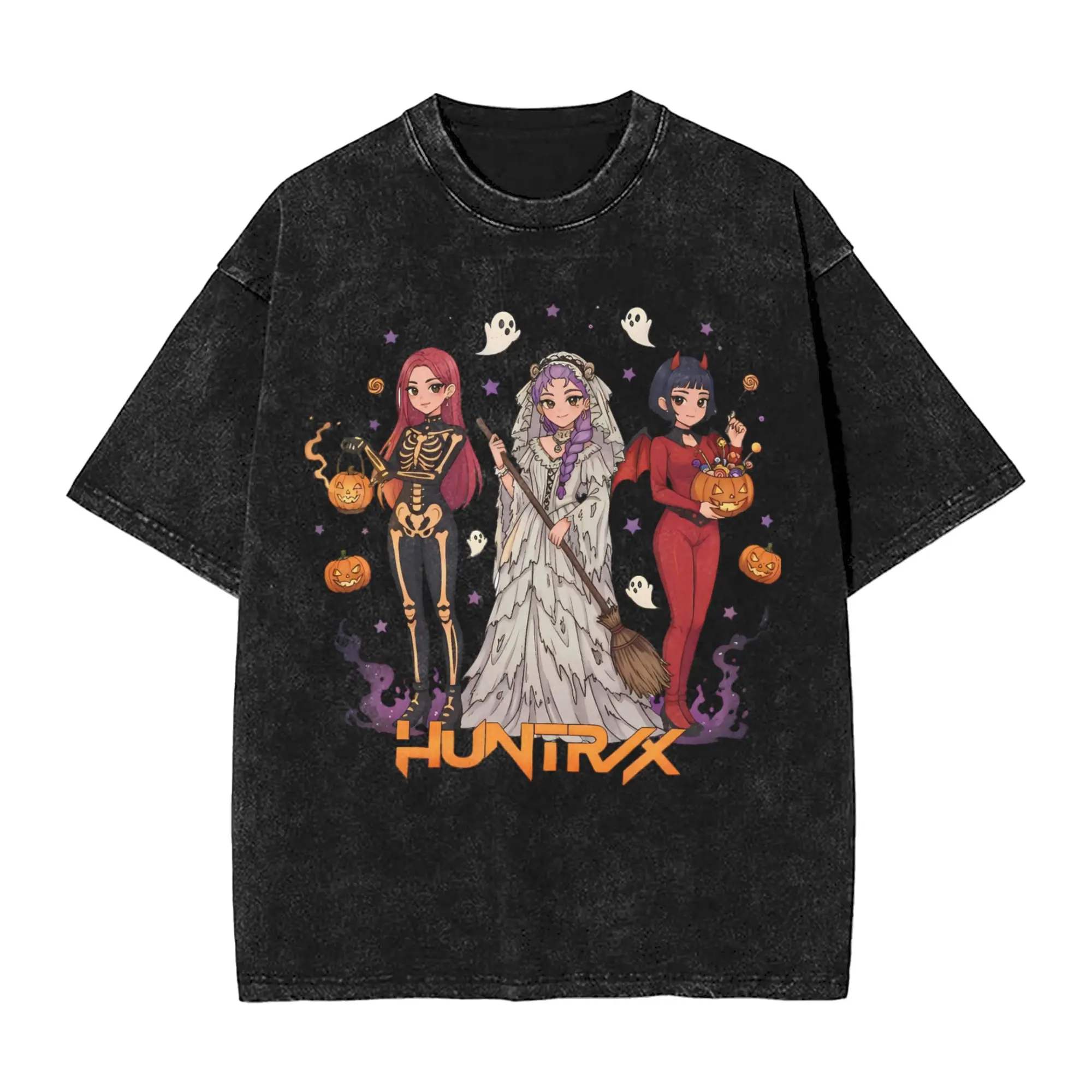

Spooky Huntrix Halloween Saja Girls Mira Rumi Zoey T-Shirts Men Vintage Cotton Tees Crewneck Short Sleeve T Shirt Summer Clothes