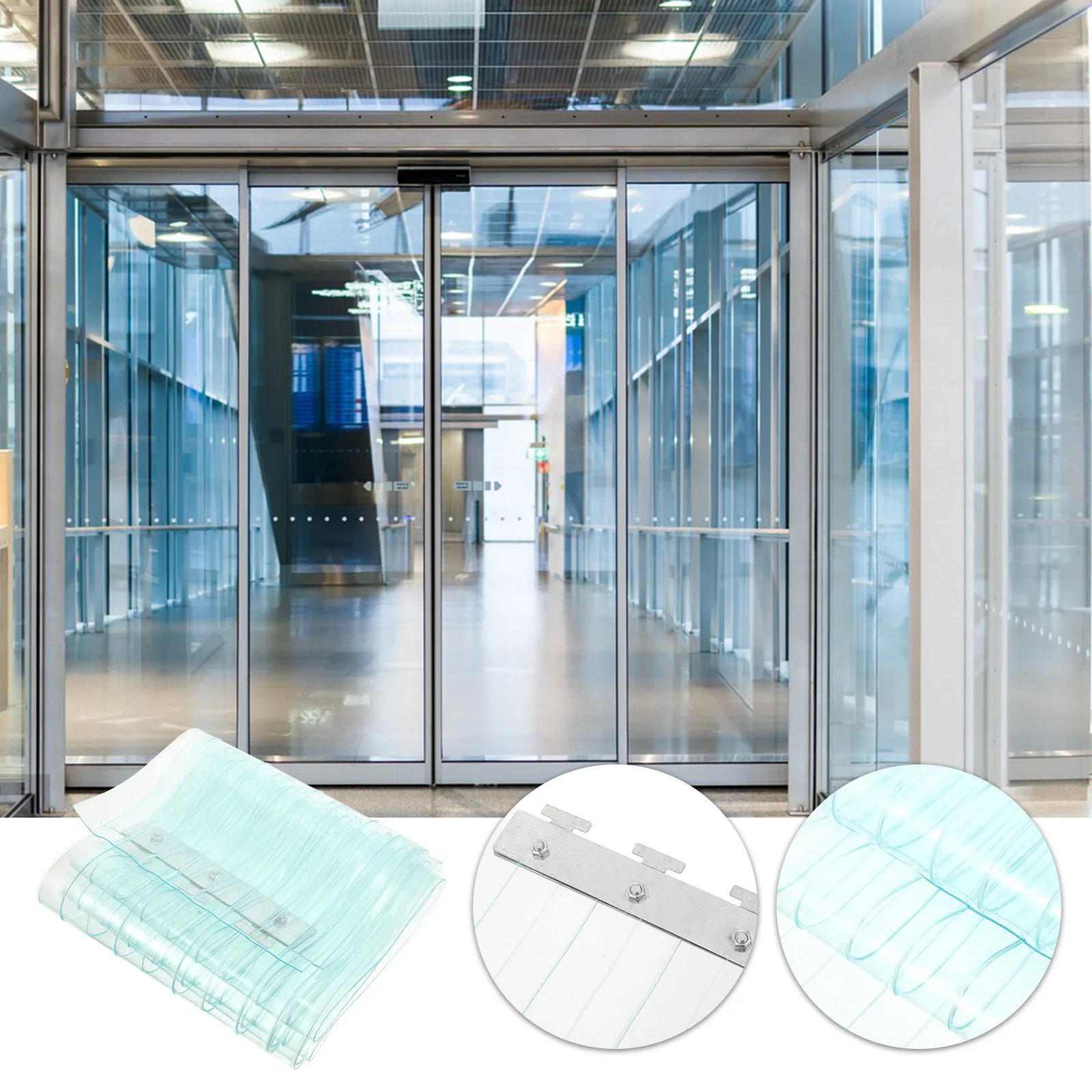 

PVC Door Curtain Kit Windproof Transparent Smooth Operation Temperature Control Commercial Garage Decorative Partition