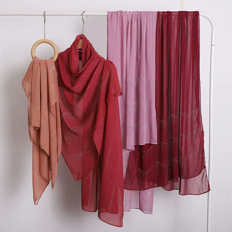 Shiny Plain Wrinkle Shimmer Shawls Scarf Women Muslim Hijab Ramadan Long Soft Spring Wrap Headband Abaya Bufandas Islam Hijab view 4