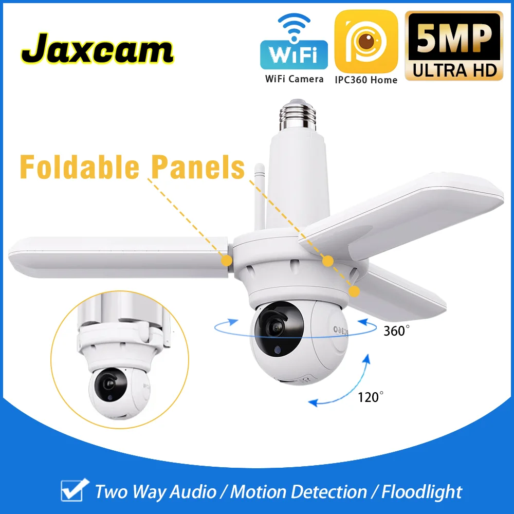 5MP HD WIFI camera Indoor Auto tracking security camera Foldable panel Floodlight P2P video surveillance IP camera IPC360 Home