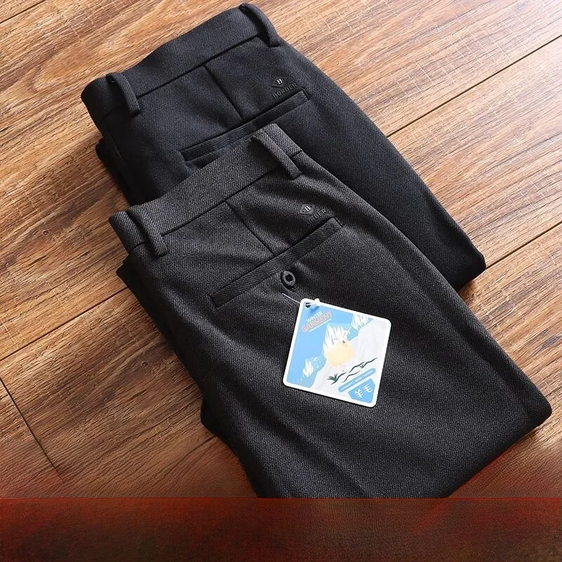 

Роскошные итальянские мужские повседневные брюки из смеси шерсти, прямые брюки, осень-зима, облегающие длинные брюки, удобные брюки из полиэстера и хлопка...