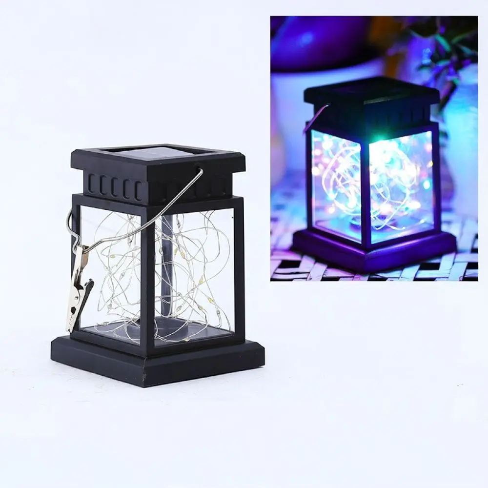 Retro Iron Solar Candle Lantern Waterproof Garden Hanging Light LED Decorative Lamps For Outdoor Patio Backyard