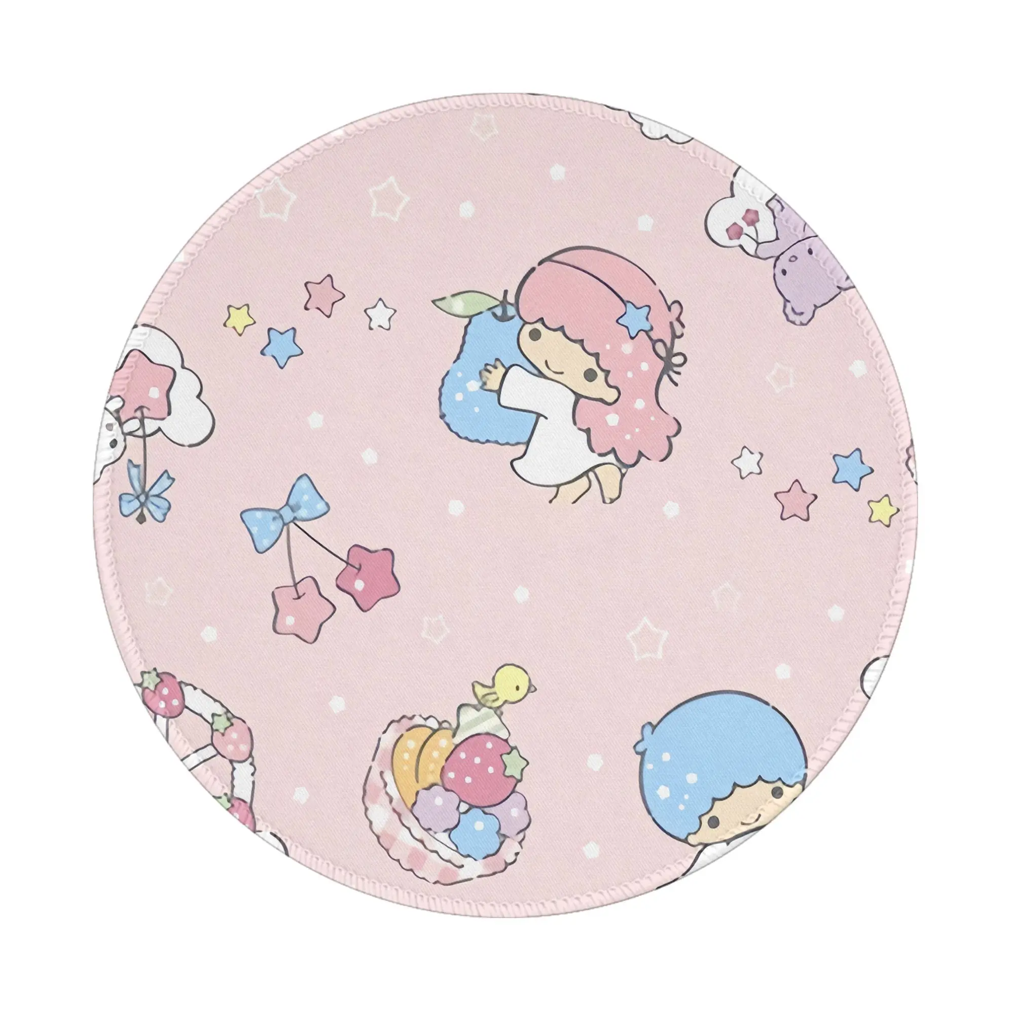 

Little Twin Stars 8in Round Mouse Pad Desk Pad Laptop Mouse Mat for Office PC Computer Keyboard Non-Slip Rubber Desk Mat