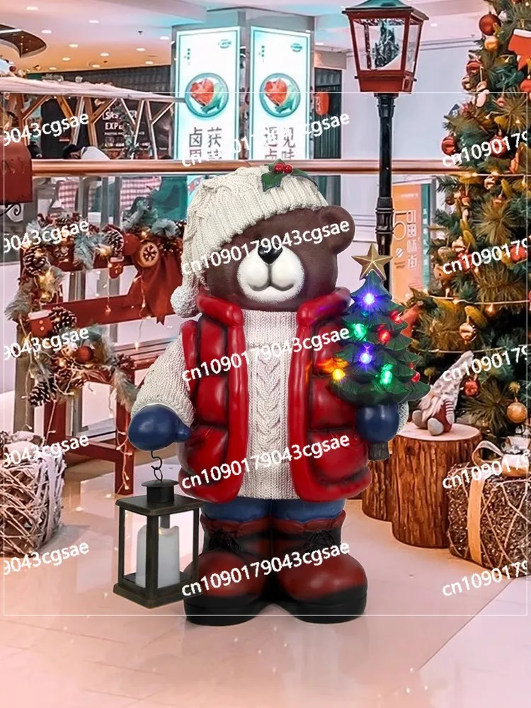 Christmas Tree Christmas Bear Floor Ornament High-end Living Room TV Cabinet Decoration Home Accessories New Year Christmas