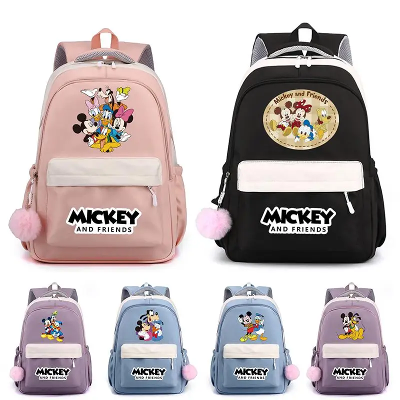 

MINISO Микки Минни Дональд Дак рюкзак студенческая школьная сумка для девочек-подростков школьная сумка женская дорожная сумка повседневный рюкзак аниме книжная сумка