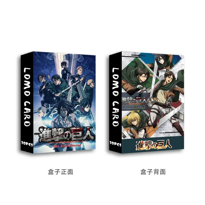Tarjeta Lomo de Anime japonés de ataque a los Titanes, juegos de cartas pequeñas con postales, mensaje, foto, colección de regalos, juguete, regalo