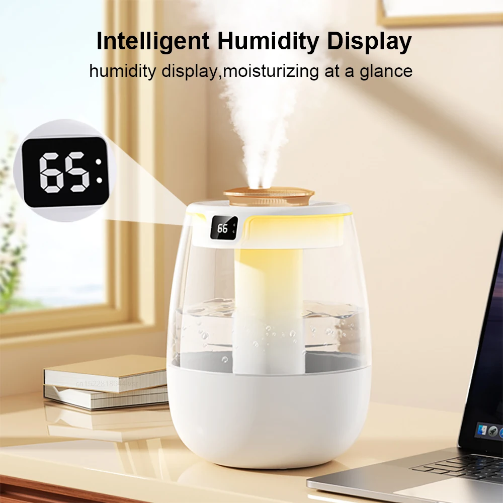 Luftbefeuchter 1,3L Große Kapazität Luftbefeuchter Doppelsprüh-Luftbefeuchter für Zuhause Desktop Duft-Aroma-Diffusor mit Nachtlicht – Detail 6