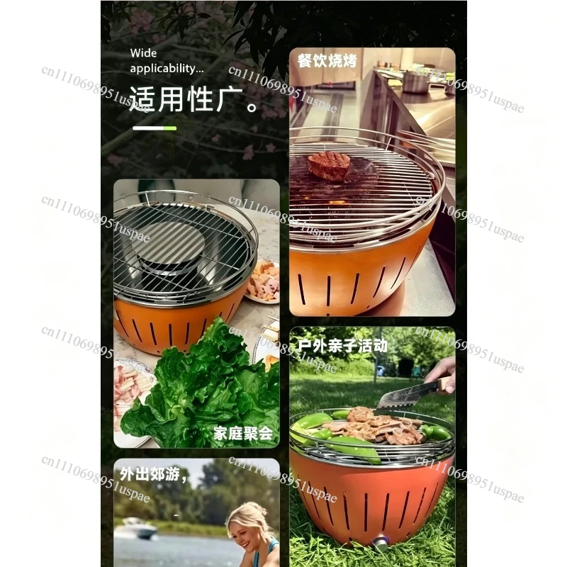 Household Lotus Grill with Internal Fan, Smokeless Anti-scalding Grill, Portable Barbecue Carbon Grill,