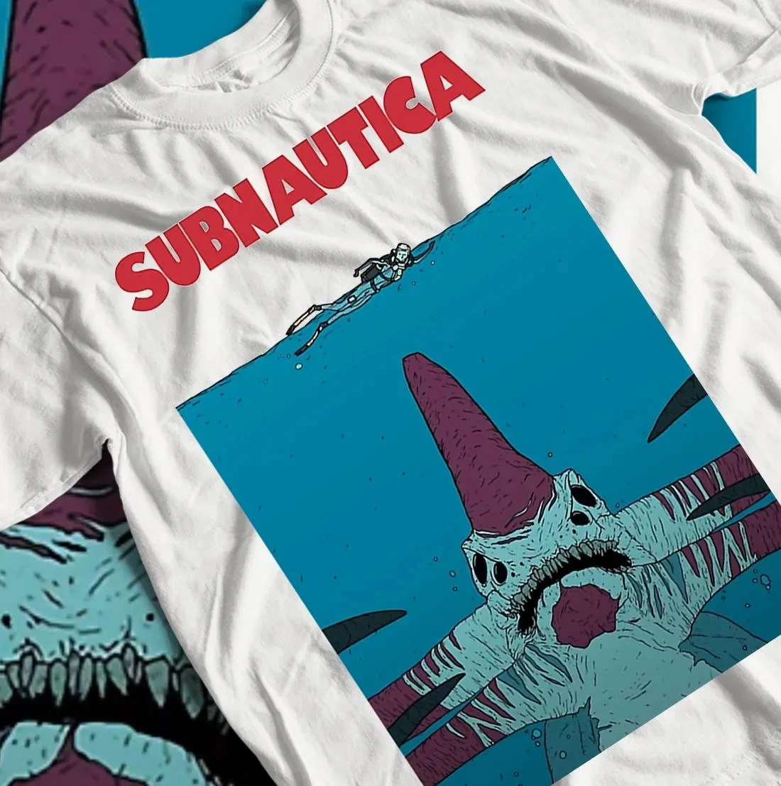 Subnautica Game T-shirt, Men's and Women's Summer Pure Cotton Comfortable Round Neck Short Sleeved Shirt Casual Sports Loose Top