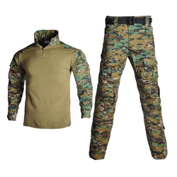 Tactical Shirt Suit Camouflage Training Uniform Long Sleeve Pants Tactical Training Uniform Without Protective Gear Jungle Digit