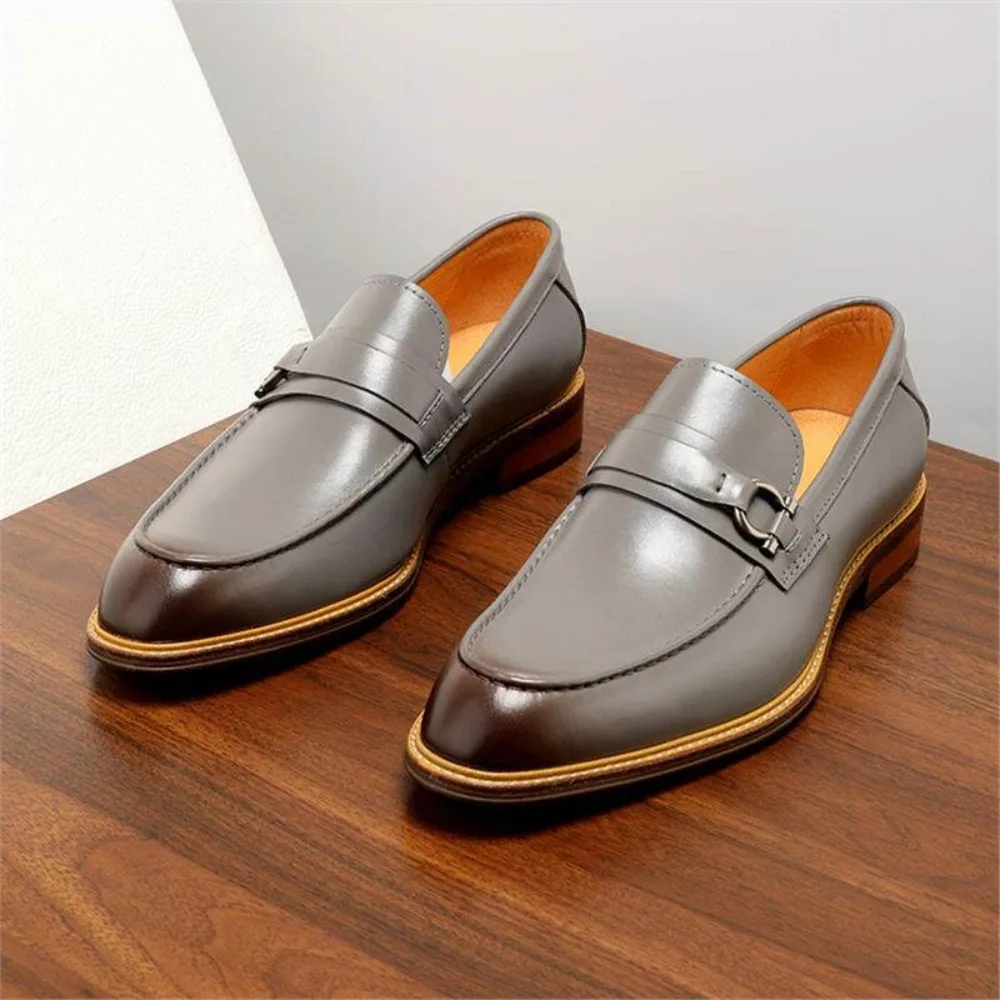 Summer Mens Genuine Leather Loafers Breathable Slip On Business Casual Shoes British Style Trendy