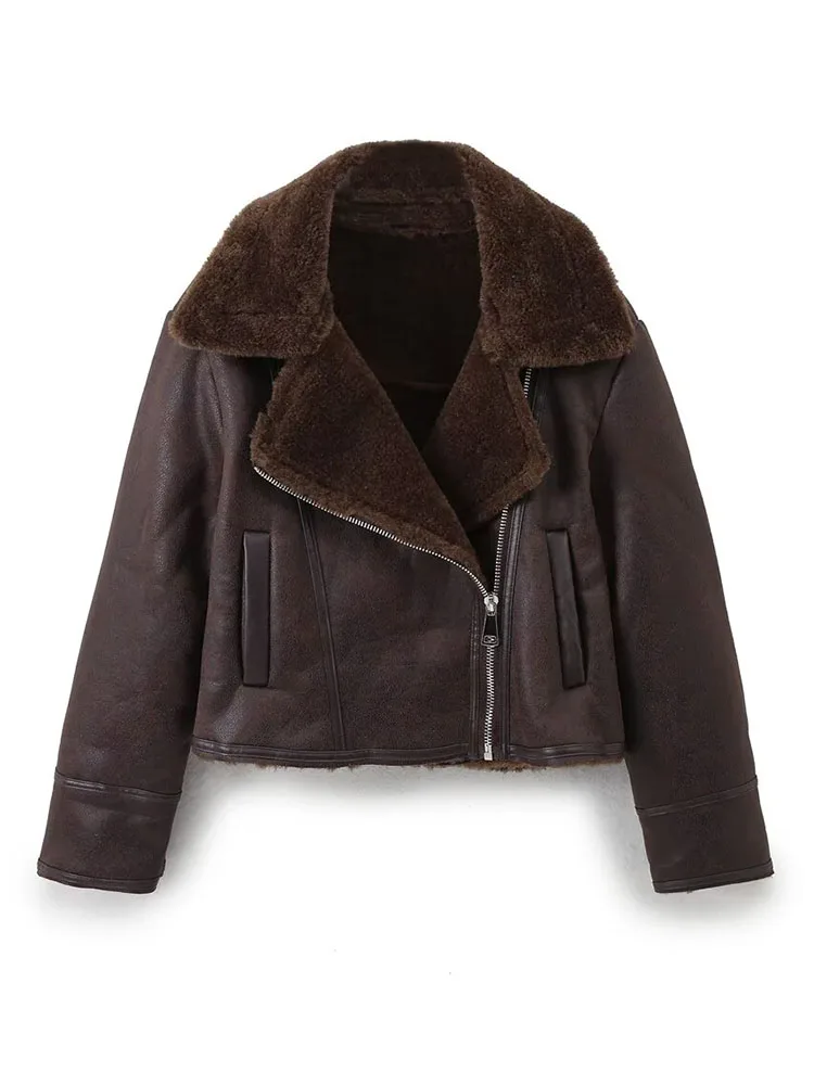 

HH 2026, зимняя женская модная теплая двусторонняя короткая куртка, пальто, женская уличная повседневная универсальная короткая куртка в стиле ретро в стиле ретро