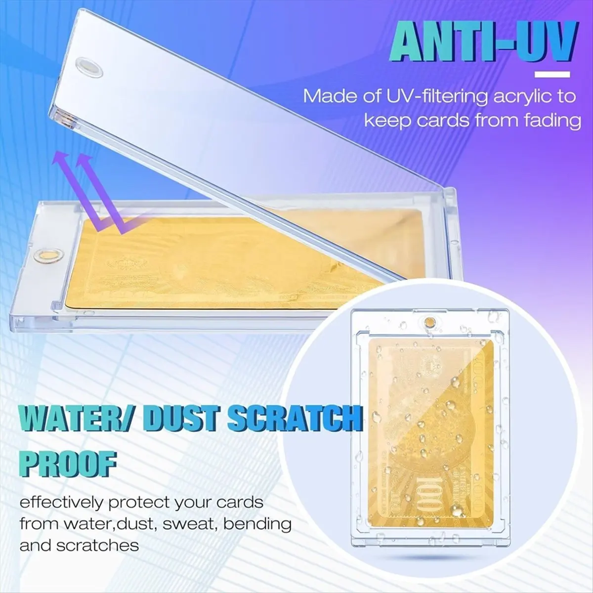 

[CLOS] 20Pcs 130 Pt Acrylic Magnetic Card Holders 2.5x3.54 Inch One Touch Card Holder for Sports Baseball Trading Card Storing