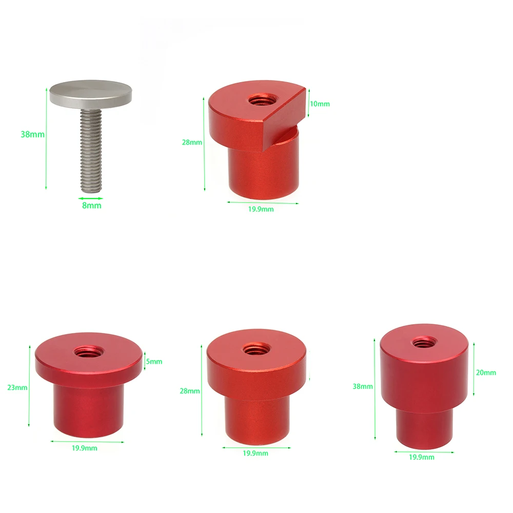 4pcs Workbench Table Peg Adjustable Height for 20mm Dog Hole Brake Stops Bench Clamp Precision Aluminum CNC Woodworking Workshop