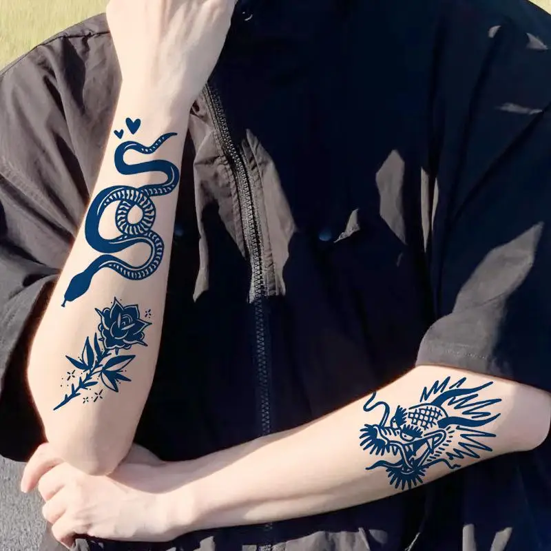 وشم مؤقت مقاوم للماء، يدوم حتى 15 يومًا، ملصقات وشم مزيفة، وشم سحري، وشم بسيط #2