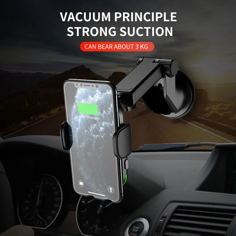 VIKEFON Car Wireless Charger Automatic Car Mount Phone Holder Stand 15W Fast Charging Station for iPhone 15 14 13 Samsung Xiaomi