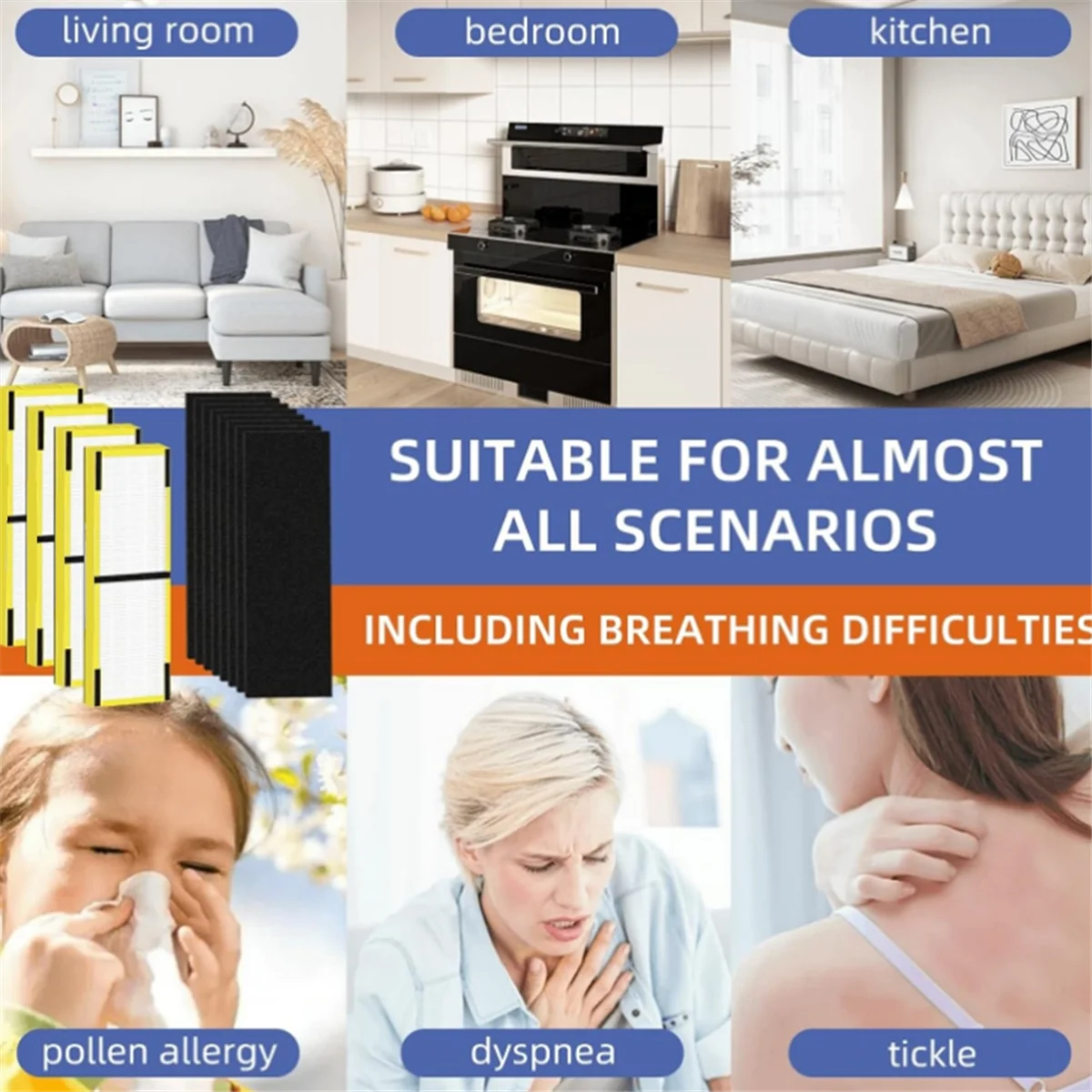 

AT13 4+8PCS FLT4825 HEPA Filter B Replacement Compatible for G-Guardian Air Purifiers AC4825/4825E/4825W/4300/4800/4900/4850