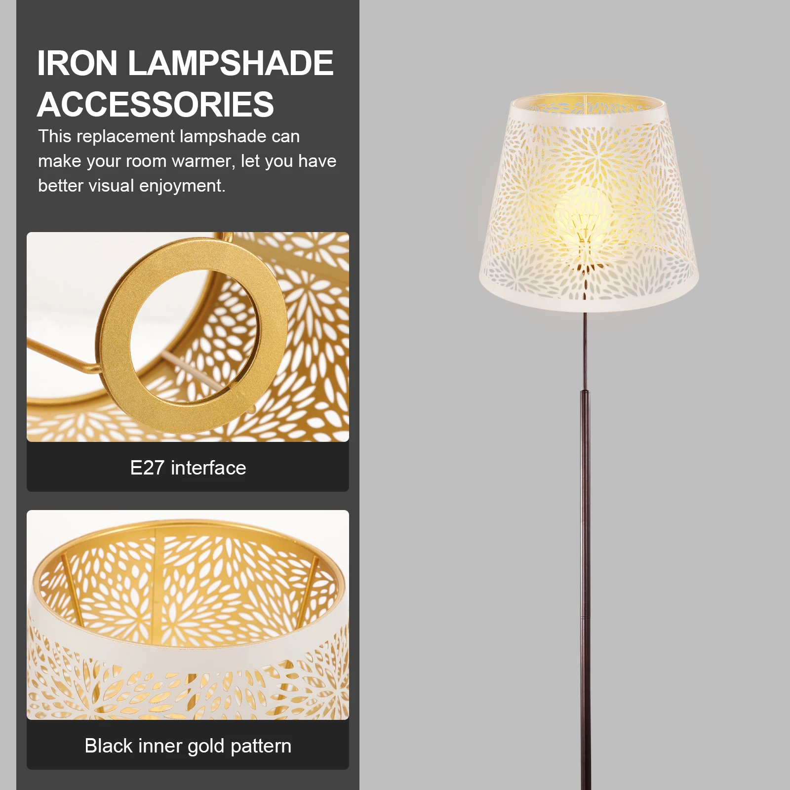 

E27 Lamp Shades White Metal Mesh Cover for Bedroom Decor Durable Iron Work Modern Simple Style Pendant Light Accessories