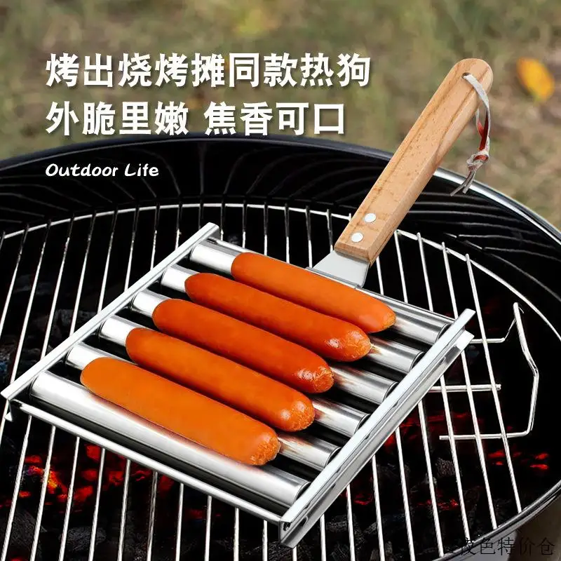 Detachable Barbecue Rack Sausage Roller Stainless Steel Rolling Sausages Rack Intestines Stainless Steel Barbecue Rack