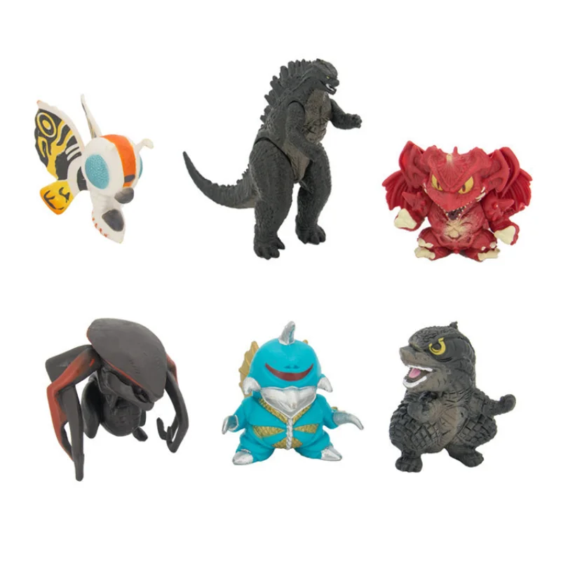 2024 New 6pcs/set Godzilla Q Version Action Figures kawaii PVC dinosaur Model Statue Toys doll Decor Ornaments Collectible Gifts