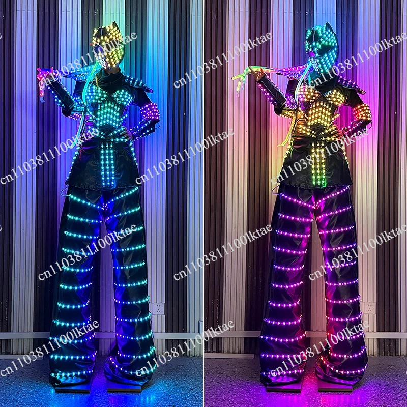 LED Symphony Light Creative Luminous Stilt Clothing Women's  Robot Parade Performance Clothing Bar