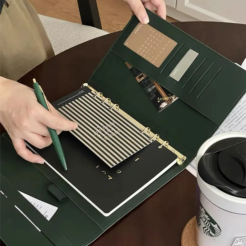 A5 Loose-leaf Notebook Binder Bandage Diary Business work Notepad retro leather surface Journal Office School Stationery