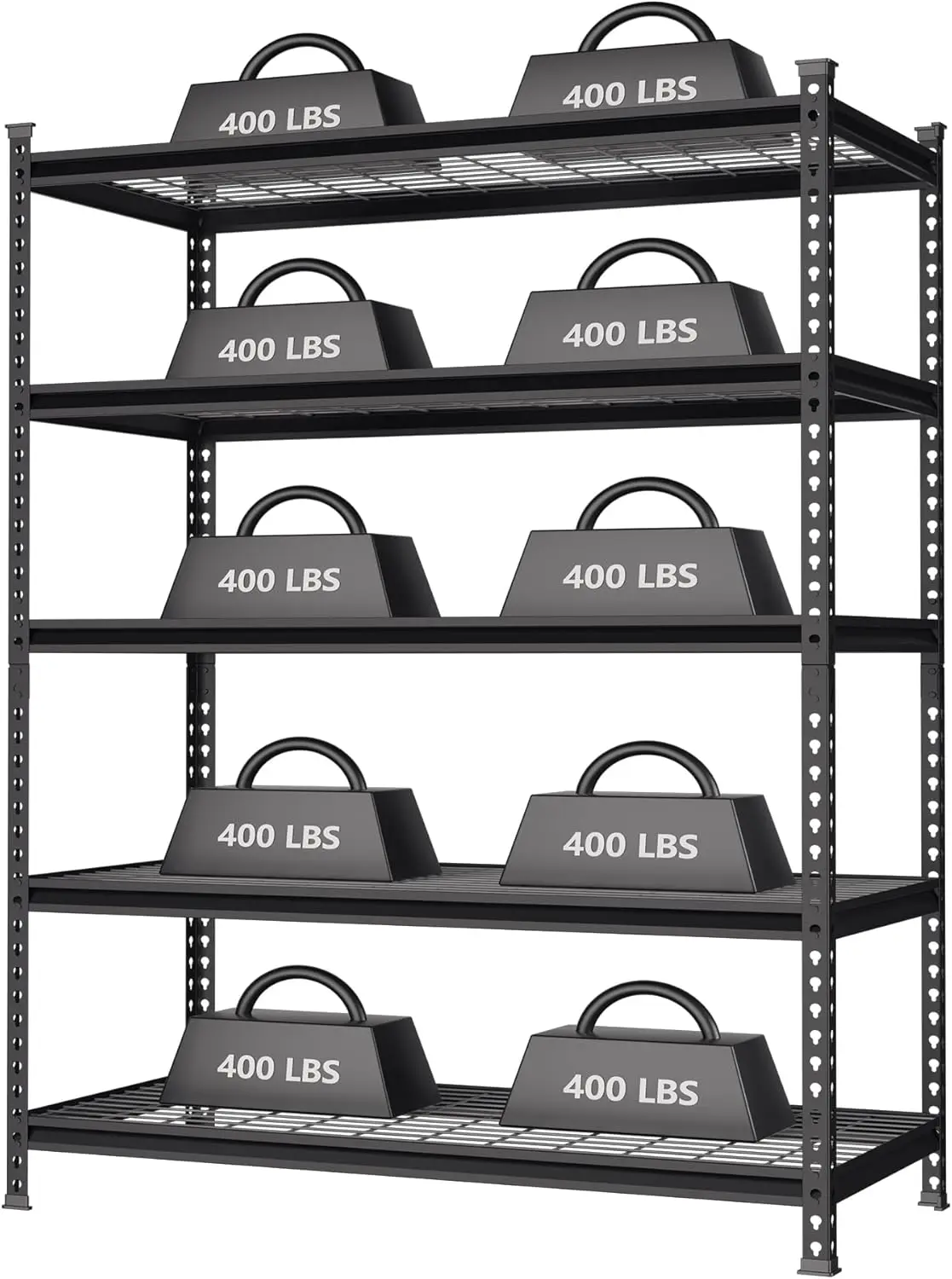 5-Tier Metal Shelving Unit, 48”W x 24”D x 72”H, Heavy Duty Adjustable Storage Rack, 4000 lbs Load Capacity (Total), for Garage