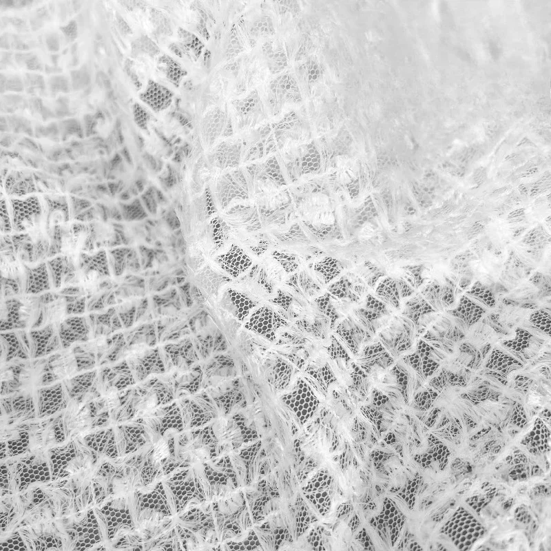 White Tassel Textured Mesh Fabric for DIY Undershirts Tshirts Dresses Veils Sewing Craft Apparel Fashion Decoration Fabric
