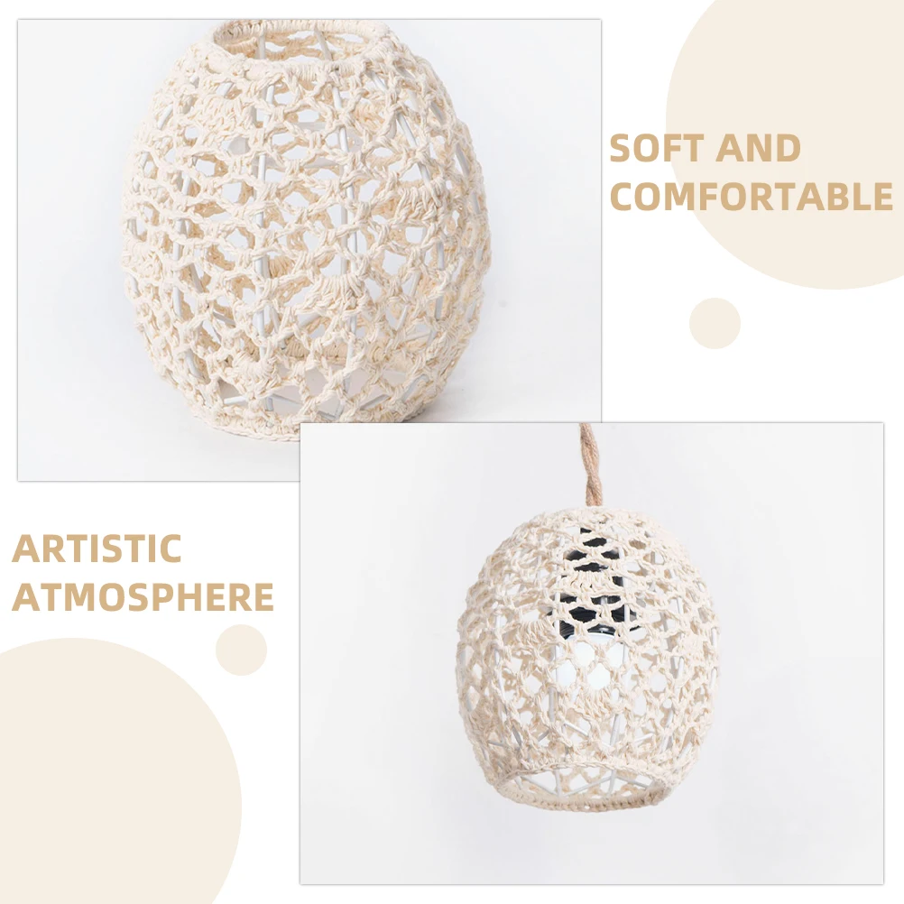 

Handwoven Cotton Rope Lamp Shade Bohemian Style Decorative Light Cover For Hanging Pendant Ceiling Lamps Home Hotel Farmhouse