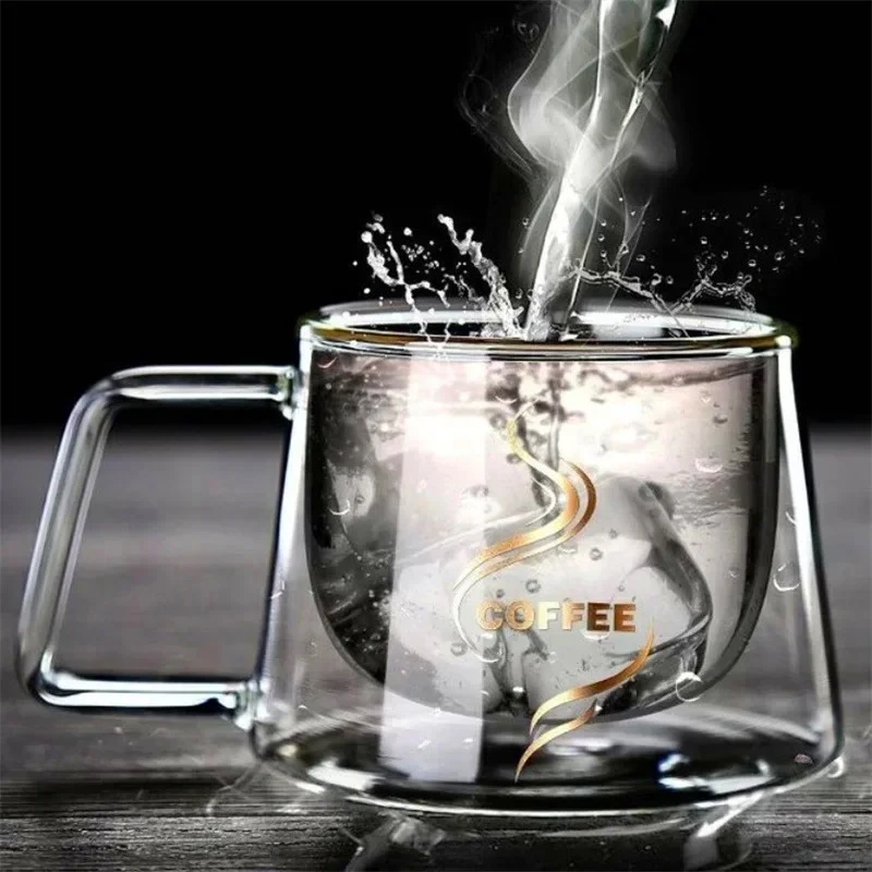 Double-Wall Heat-Resistant Glass Espresso Cup 170ml with Handle - Coffee Mug for Cappuccino, Latte, Tea, Home Café & Gift Idea