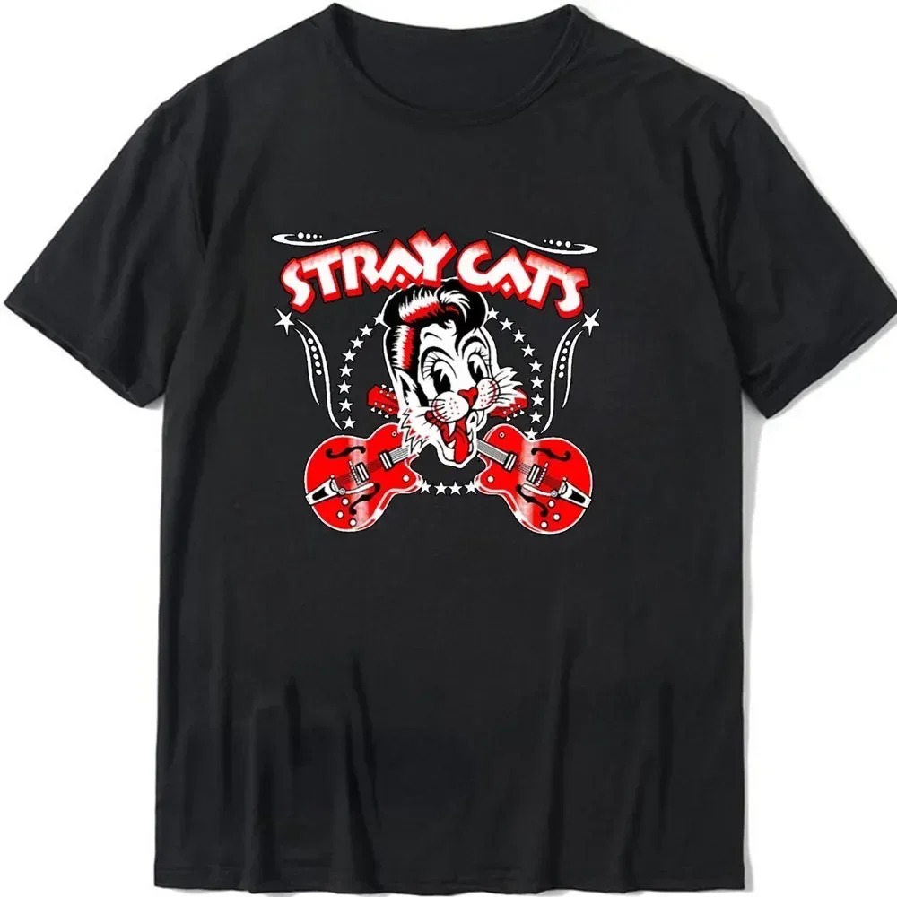 Funny Tops Tees Mens Tee-shirts Clothing Stray Cats Brian Setzer Lee Rocker Slim Jim Phantom Men Vintage Aesthetic T-Shirt
