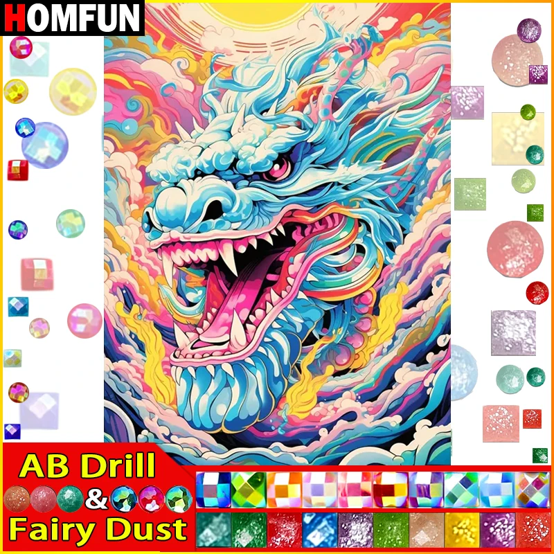 HOMFUN Fairy Dust AB Full Diamond Embroidery Diy 5D Diamond Painting Cross Stitch 