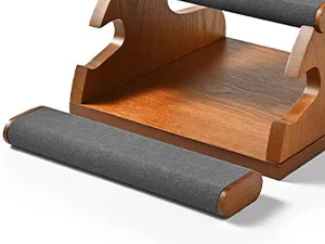 Oirlv Holz-Uhrenständer Mikrofaser-Ring-Armband-Aufbewahrungshalter Schmuck-Organizer-Ständer Beige/Grau für die Aufbewahrung zu Hause – Detail 9