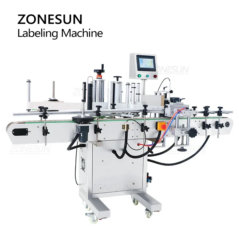 ZONESUN أداة وضع العلامات الأوتوماتيكية آلة وضع العلامات الزجاجية المستديرة زجاجة بلاستيكية جرة قارورة إنتاج التعبئة والتغليف ZS-TB260S