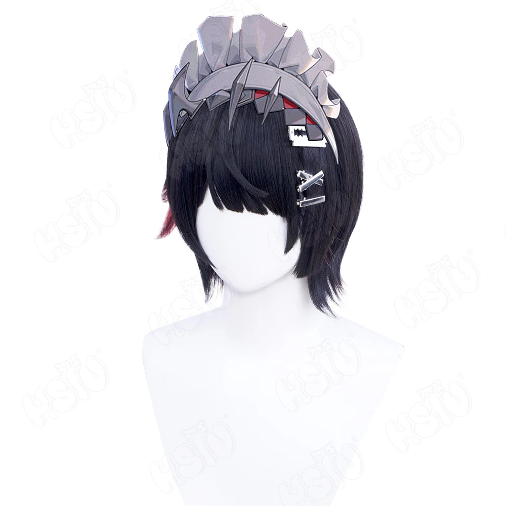 Game Zenless Zone Zero Ellen Joe Cosplay Wig Black Dark Red Mix short hair anime cosplay Wig Halloween Cosplay Wig