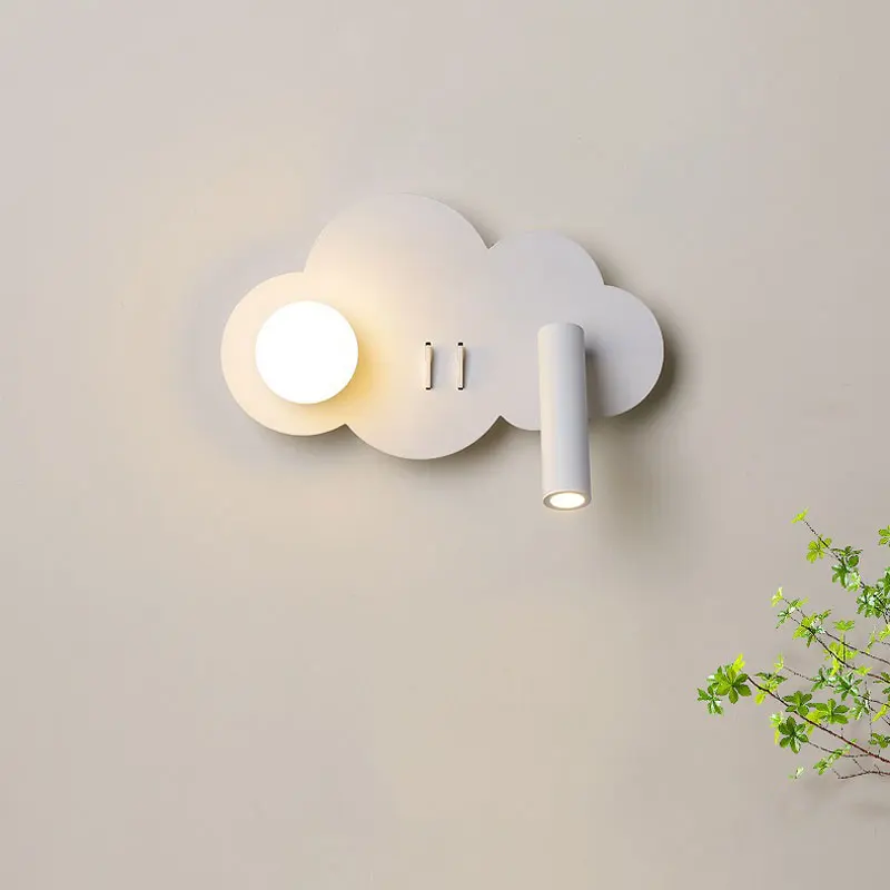 Cloud Wall Lamp Nordic Minimalist Bedroom Bedside Spotlight Children\'s Room With Switch Led Eye Protection Reading Wall Lamp