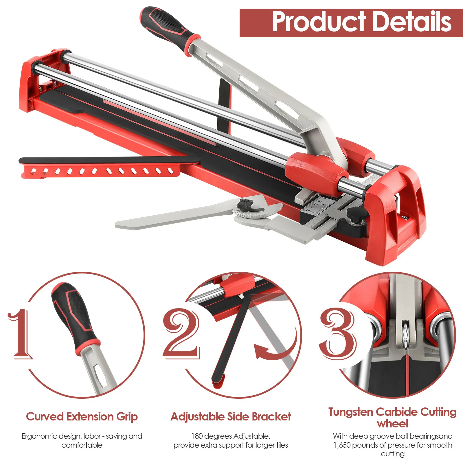 Cortador Manual de azulejos de posicionamiento láser, herramienta de mano profesional de un solo riel para cortar azulejos de piso de granito y