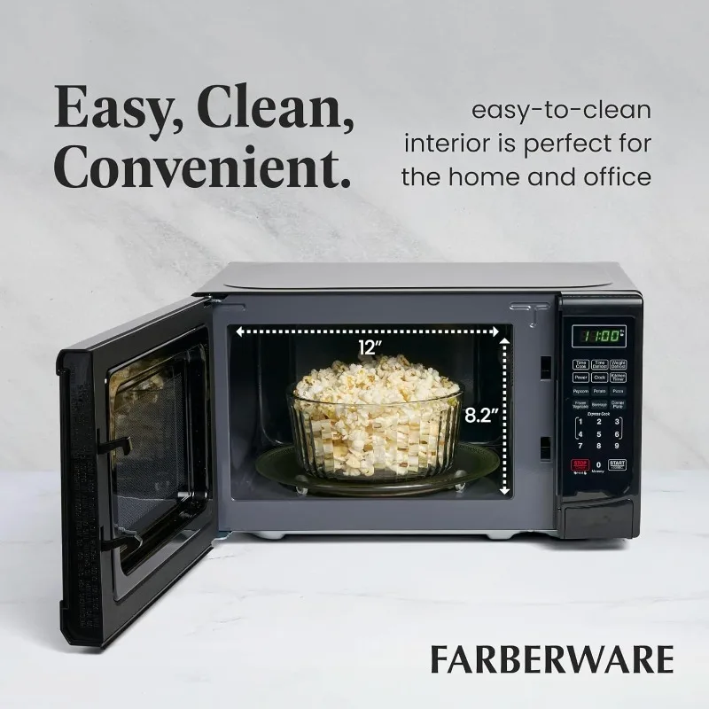 

Countertop Microwave 700 Watts, 0.7 Cu. Ft. - Microwave Oven With LED Lighting and Child Lock - Easy Clean Grey Interior